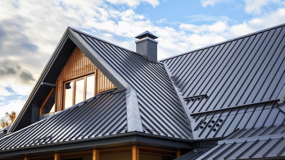 Bergama EPDM Kauçuk Çatı – antrasit kenet sistem metal çatıyla kaplanmış müstakil ev